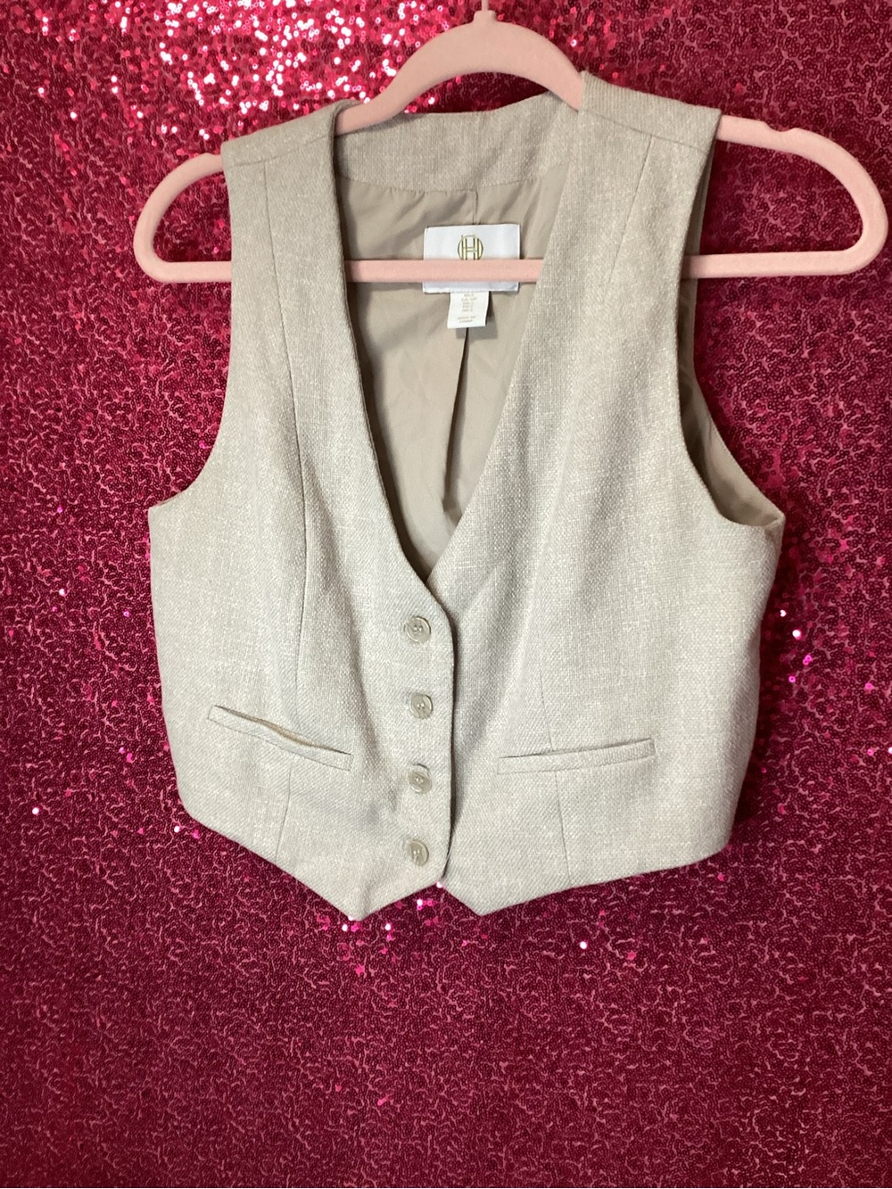 House of Harlow 1960 Cream Button-Front Tailored Vest